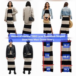 House of Harlow 1960 Luxe Essentials Striped Strapless Maxi Dress Size L